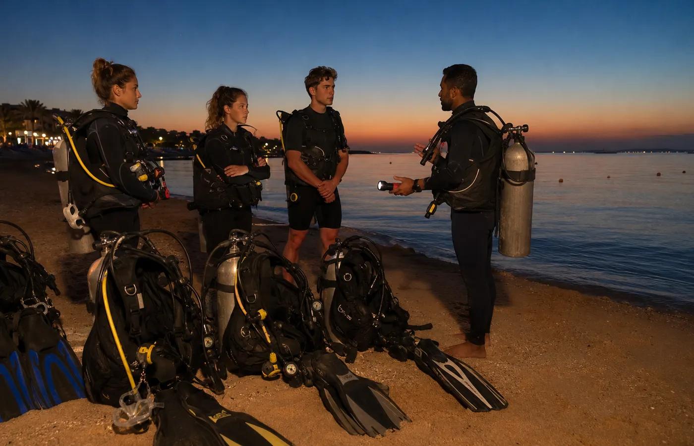 Coral reef night dive