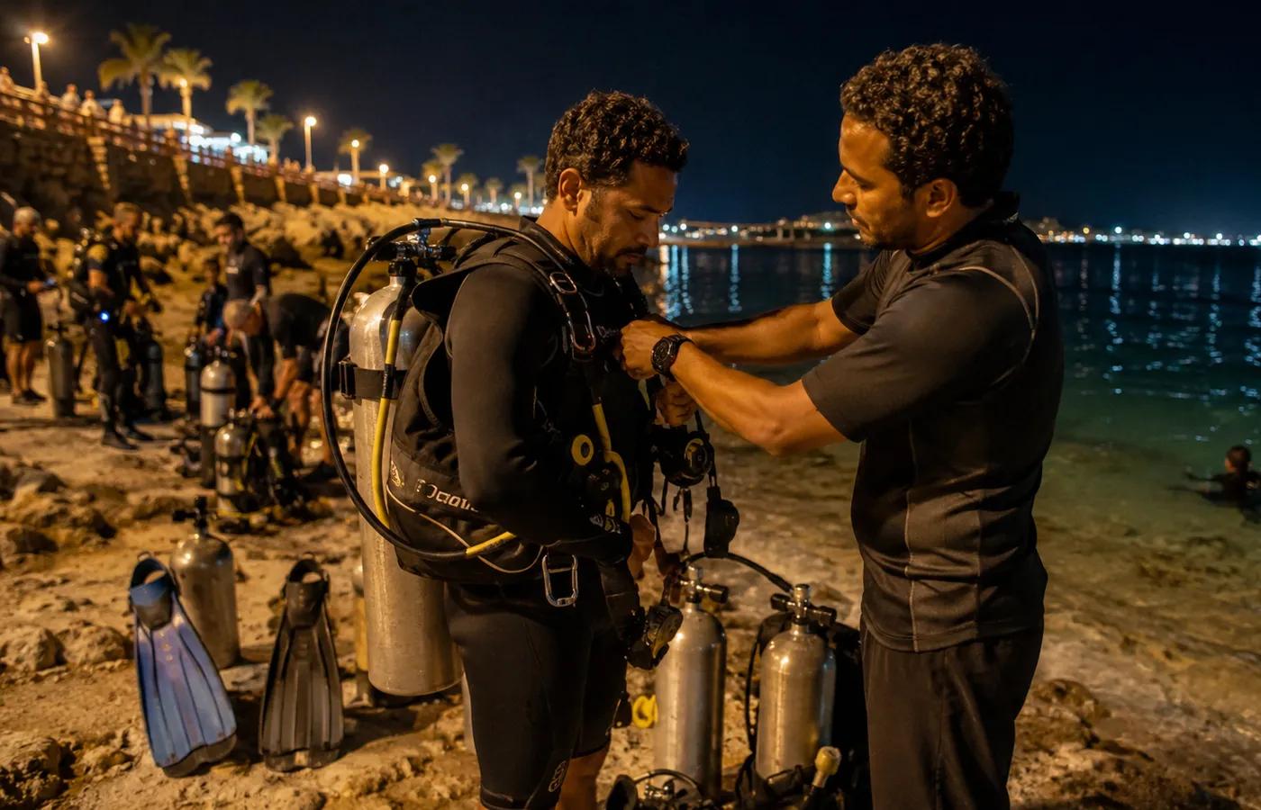 Coral reef night dive