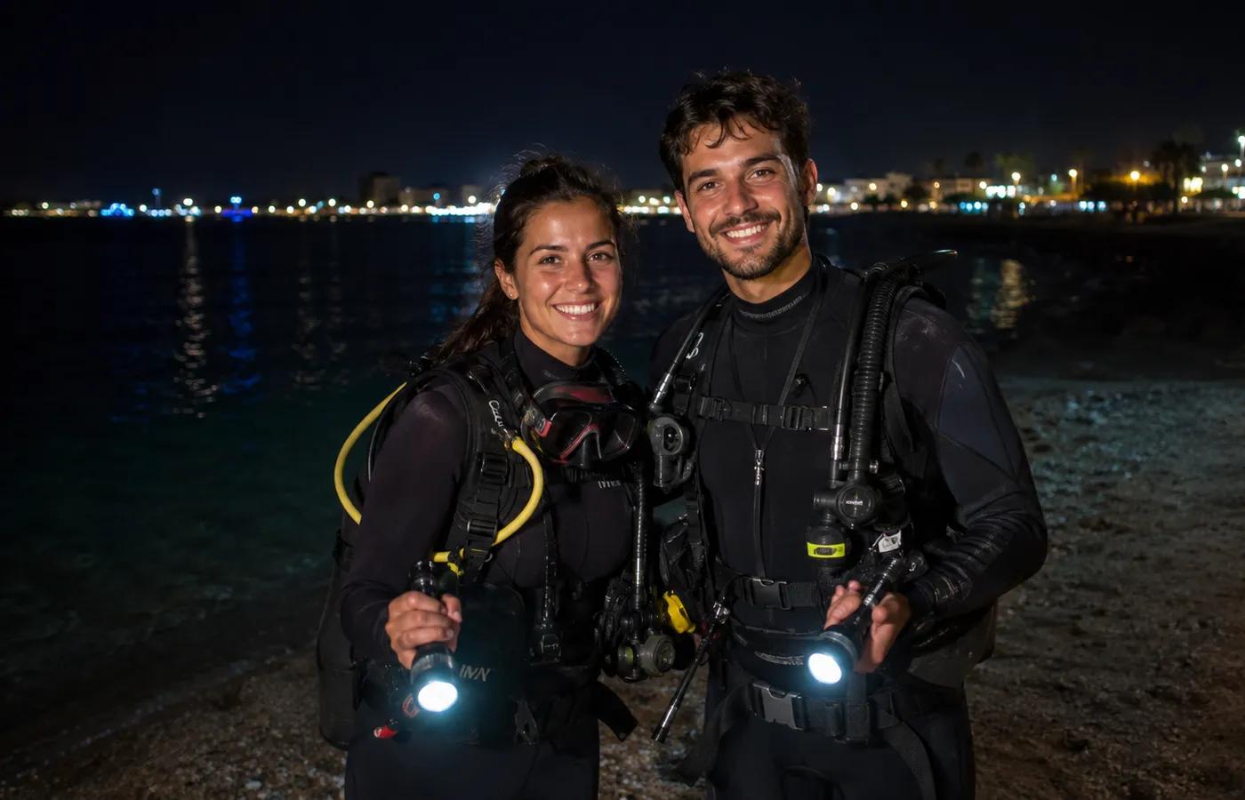 Coral reef night dive