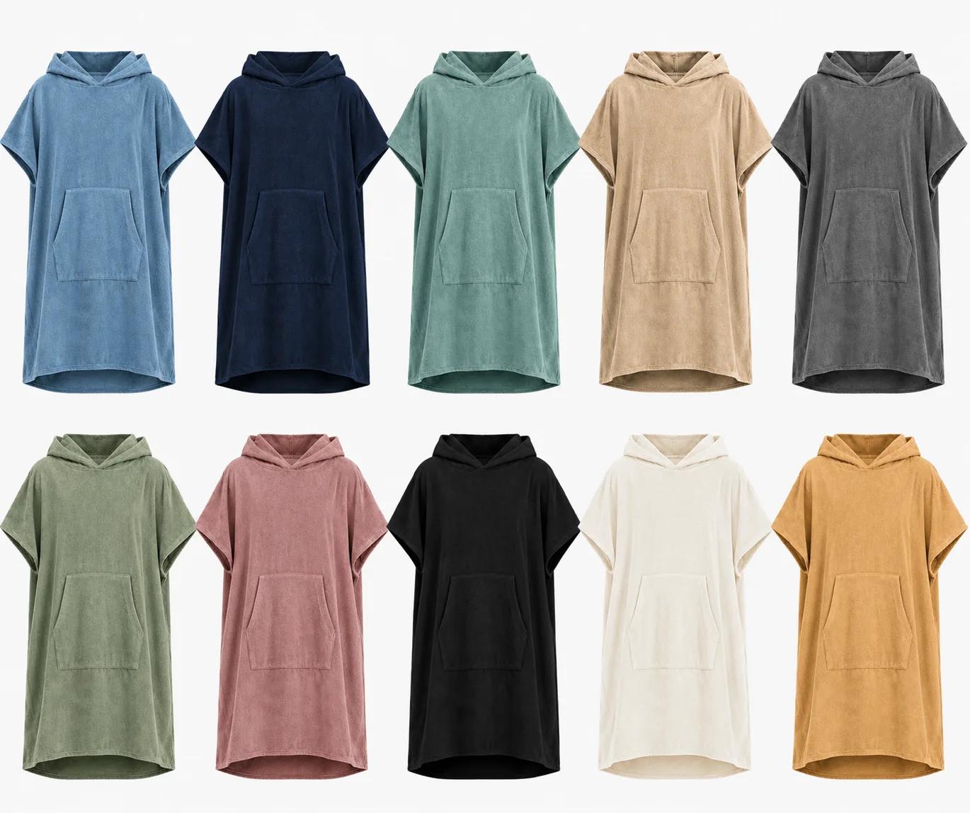 Hooded dive poncho towels in ten fabric colors